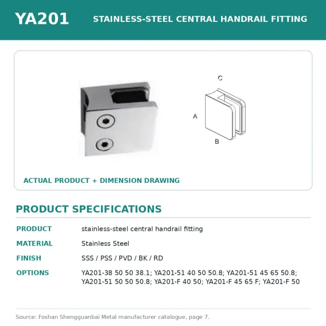 Shengguanbai stainless-steel central handrail fitting YA201