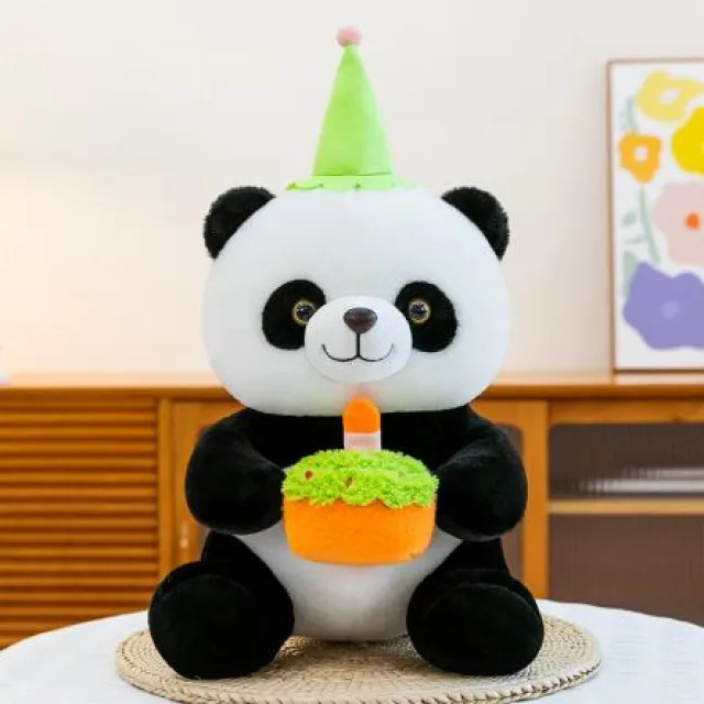 Panda de aniversário · Pelúcia · 40 cm