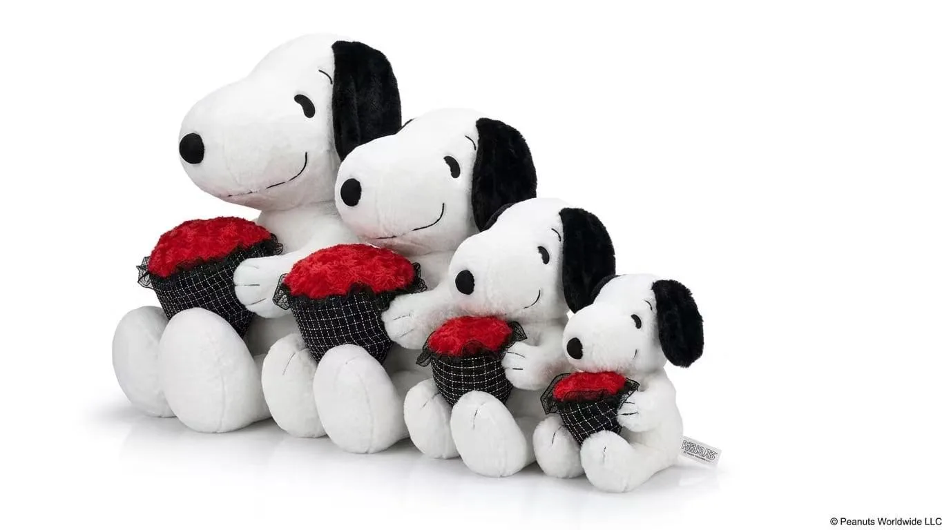 [FHK] Snoopy Ou Diao com buquê de flores · Capa de pelúcia · 30 cm (até os pés)