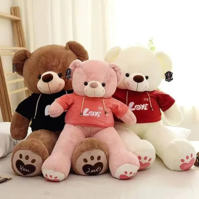 Oso grande con sudadera LOVE · Funda de peluche con cremallera · 90 cm