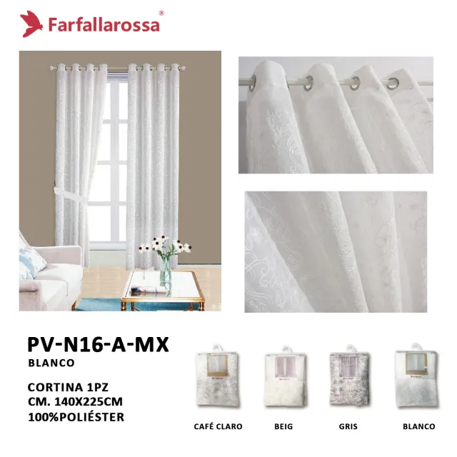 Cortina de Gasa Doris Farfallarossa PV-N16, Blanco