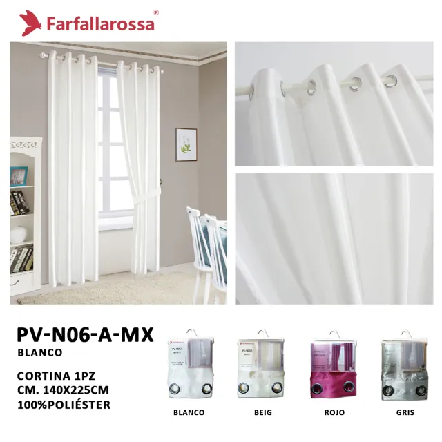 Cortina de Satén Farfallarossa PV-N06, Blanco
