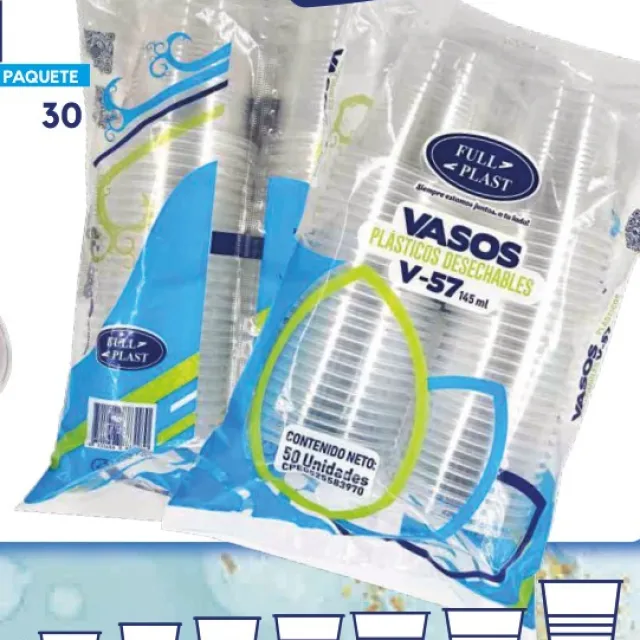 FULL PLAST Vaso transparente desechable Premium 145 ml / 50