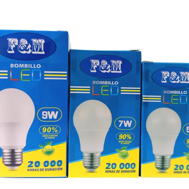F&M Bombillo LED 9 W / caja azul